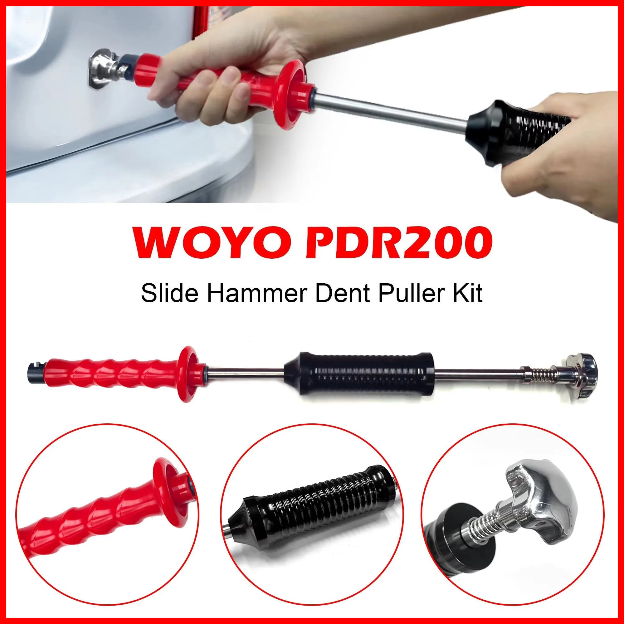 PDR Slide Hammer Dent Puller Kit Sheet Metal Tool for Auto Body Dent Removal Hail Damage Repair WOYO PDR200 Car Dent Repair Tool