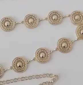 Gold Adjustable Buckle Long Waist Belt Dress Body Chain Fashion For Women Vintage Openwork Metal