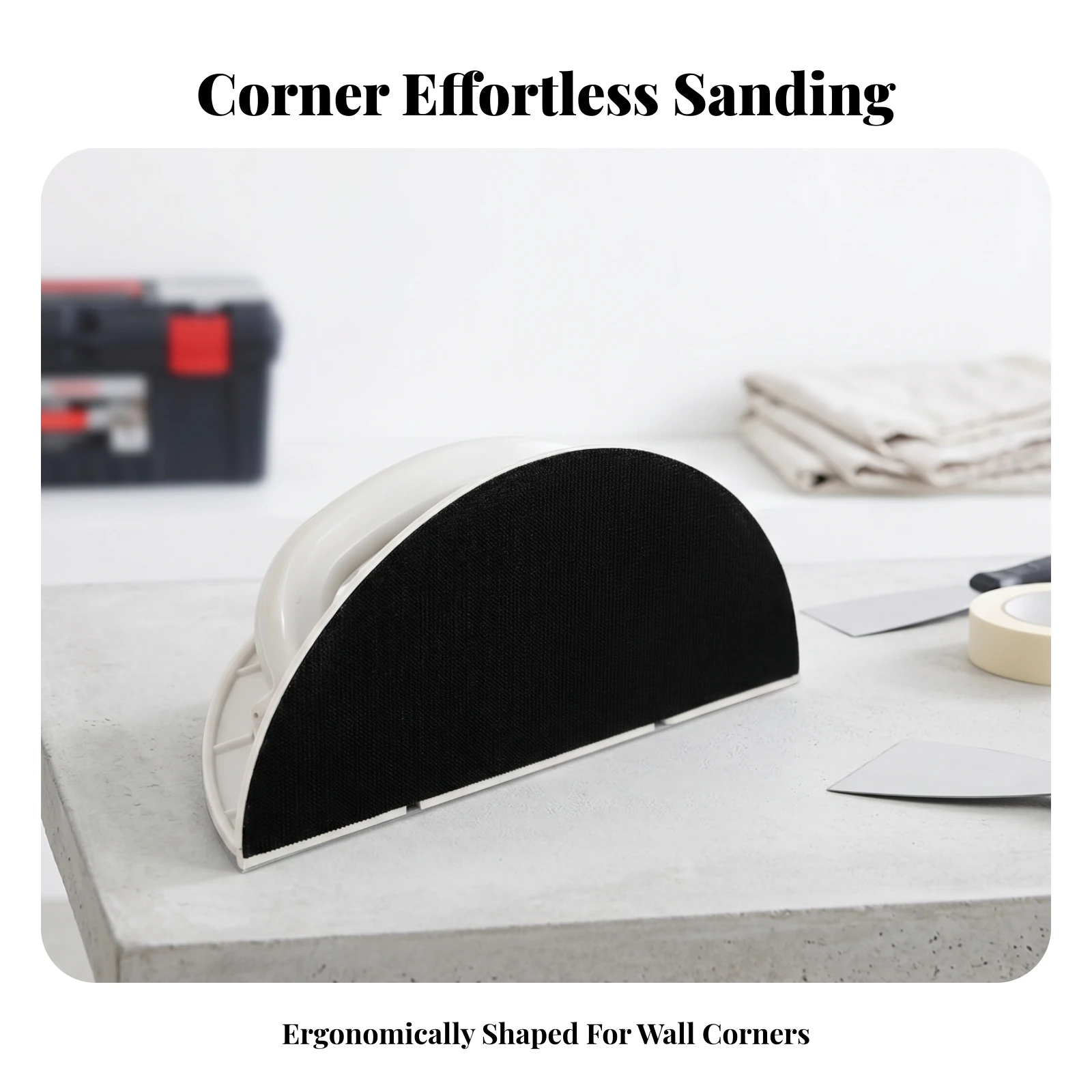 

Lightweight Inside-Corner Sander Semicircular Sanding Frame Semi-Circular Hand Sander Plastic