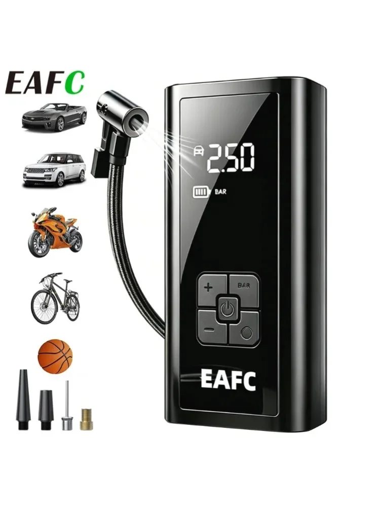 EAFC Kabelloser Auto-Reifenfüller, tragbarer Luftkompressor, 150PSI elektrische Auto-Reifenpumpe mit digitalem Druckmesser, automatische Abschaltung, LED-Taschenlampe, Luftpumpe für Auto, Motorrad,
