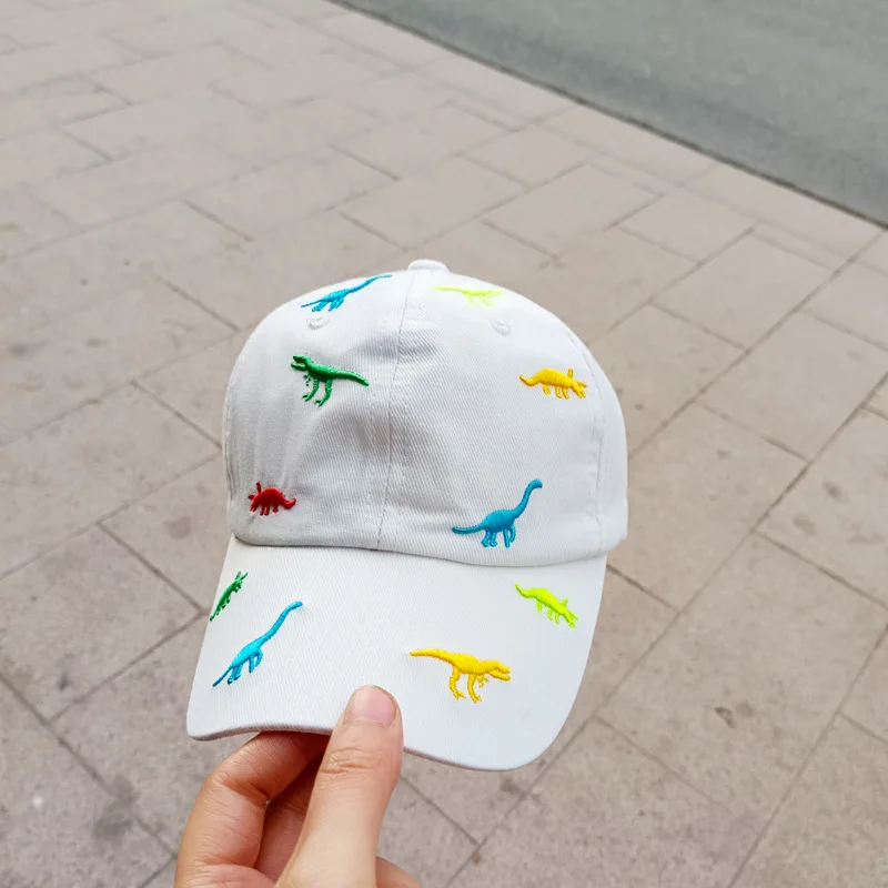 2024 Spring Kids Embroidered Dinosaur Baseball Cap Boys Cute Cartoon Peakd Caps Girls Cotton Hats 2-4Y