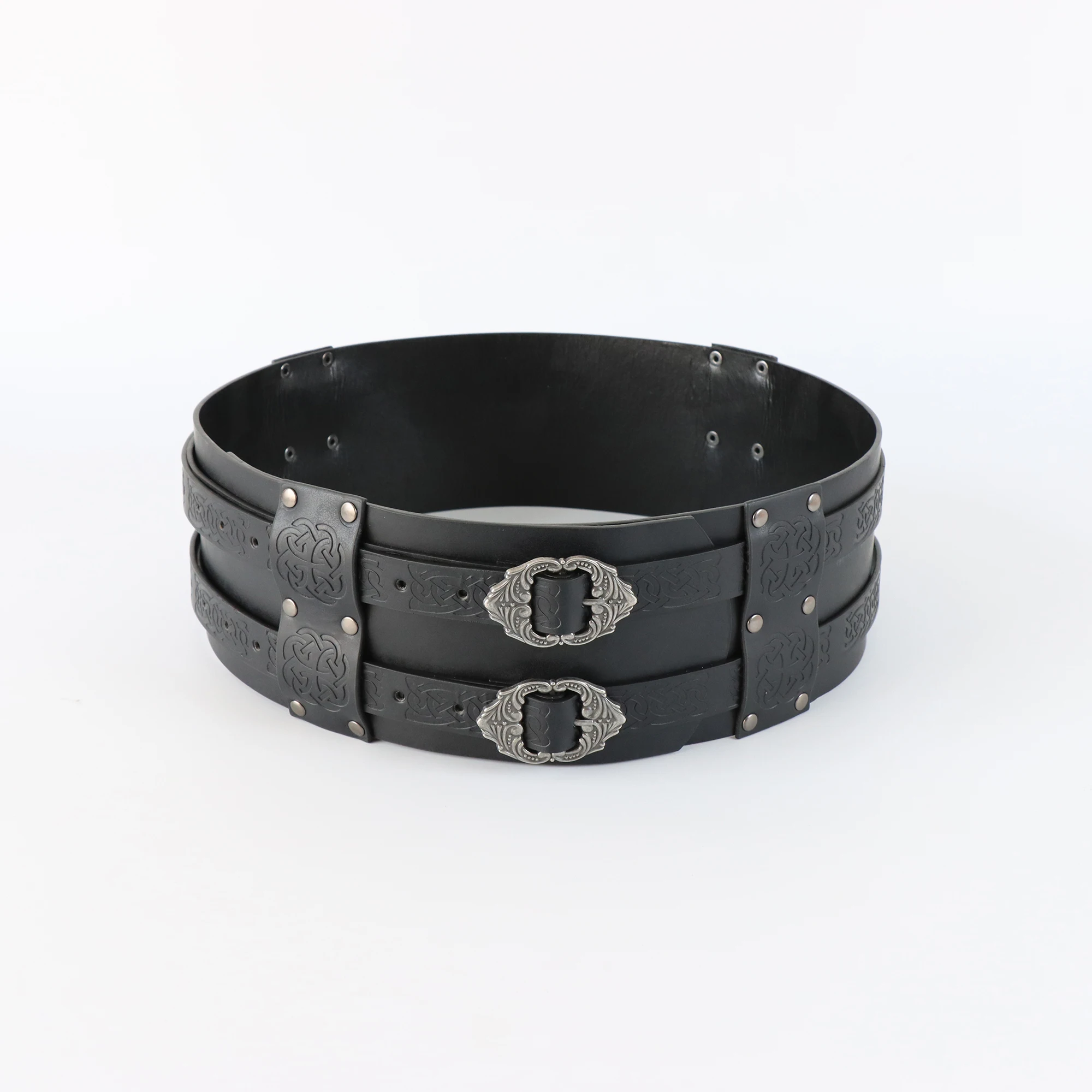 Viking renesansowy pas celtycka szeroki pas skórzany męski średniowieczny pasek przygodowy wojownik z wytłoczonym przebranie na karnawał akcesorium