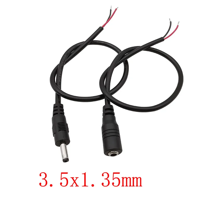 Wtyczka męska DC 3,5 mm x 1,35 mm Żeńskie złącze kabla zasilania DC Przewód zasilający DC Pigtail do kamery CCTV LED Strip Light