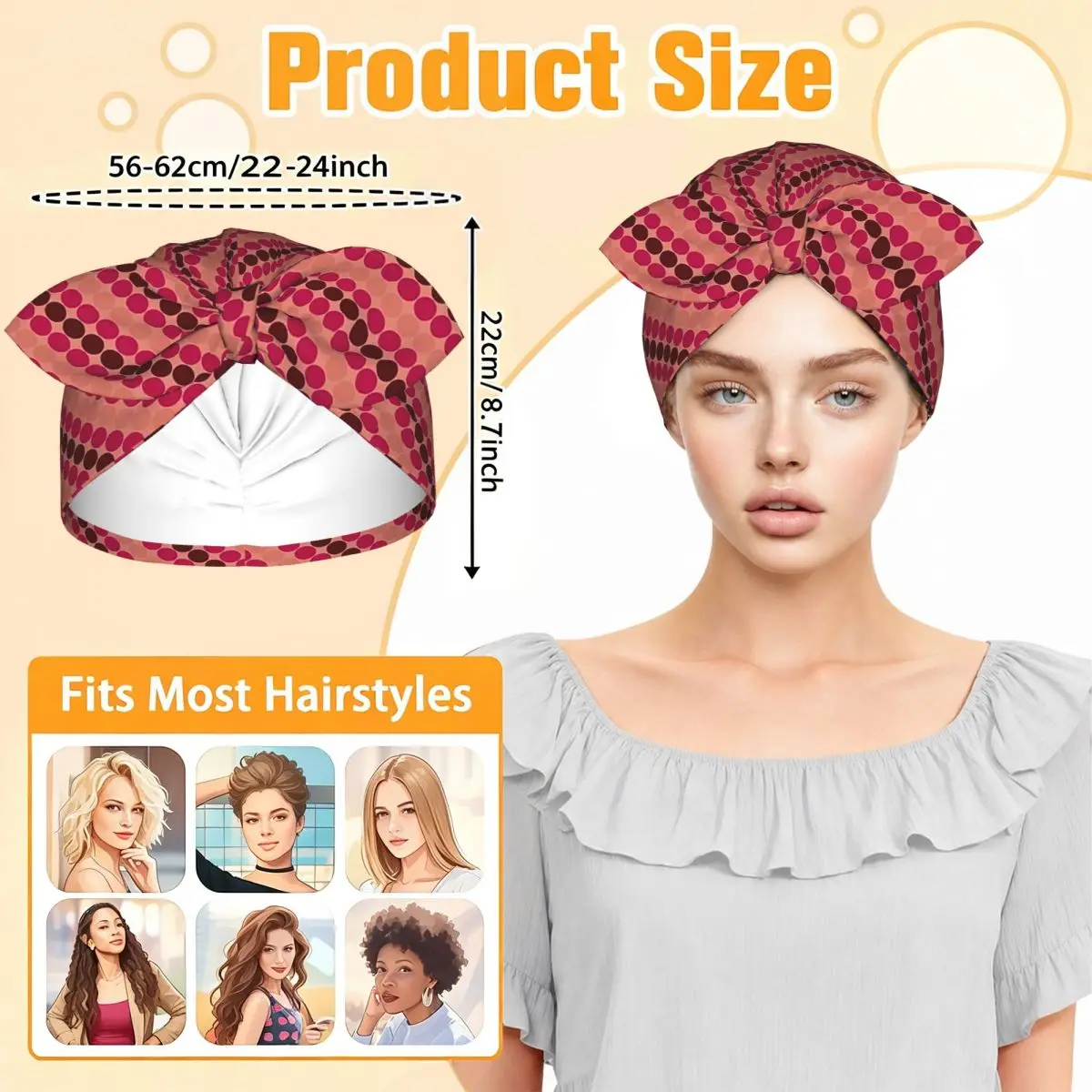 Sou Hiyori Japan Anime Shin Tsukimi YTTD Sleep Bonnet Double Layer with Adjustable Bow,Reversible Hair Cap for Curly Braids Hair