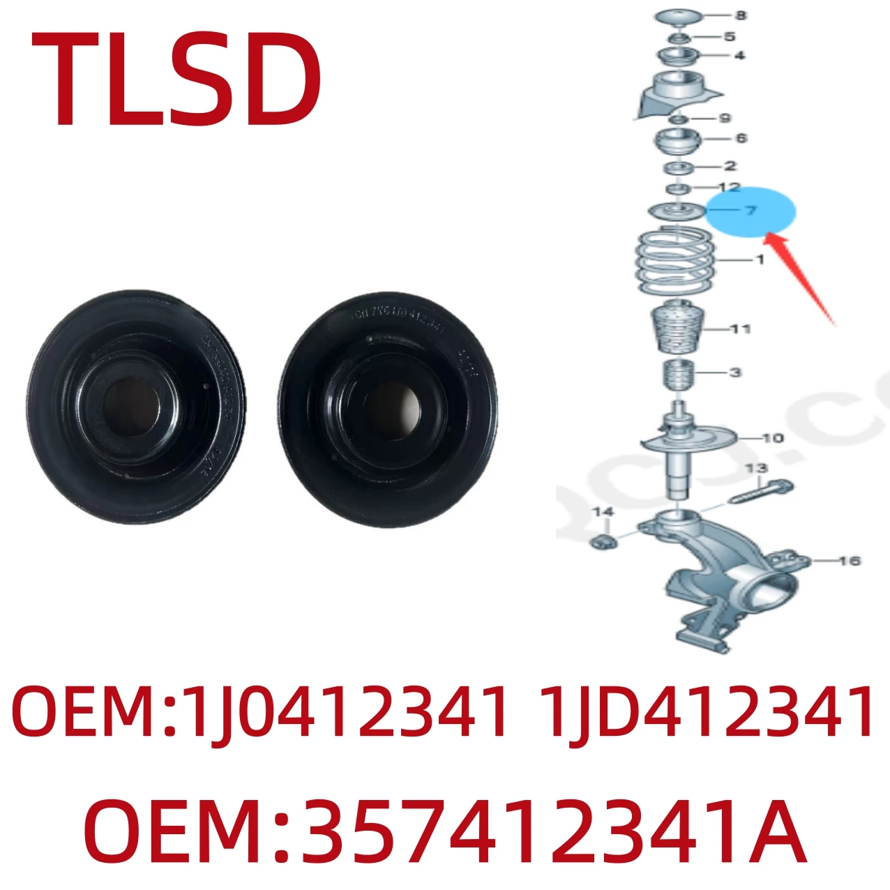1J0412341 1Jd512341 357412341A Cubierta de hierro del asiento del resorte del amortiguador delantero compatible con Audi A1, Bora, Golf, Beetle, Jetta, Polo, Lupo/Lupo 3L Tdi, Tt/Tts, Golf/R32/Gti/Rabbit Usa