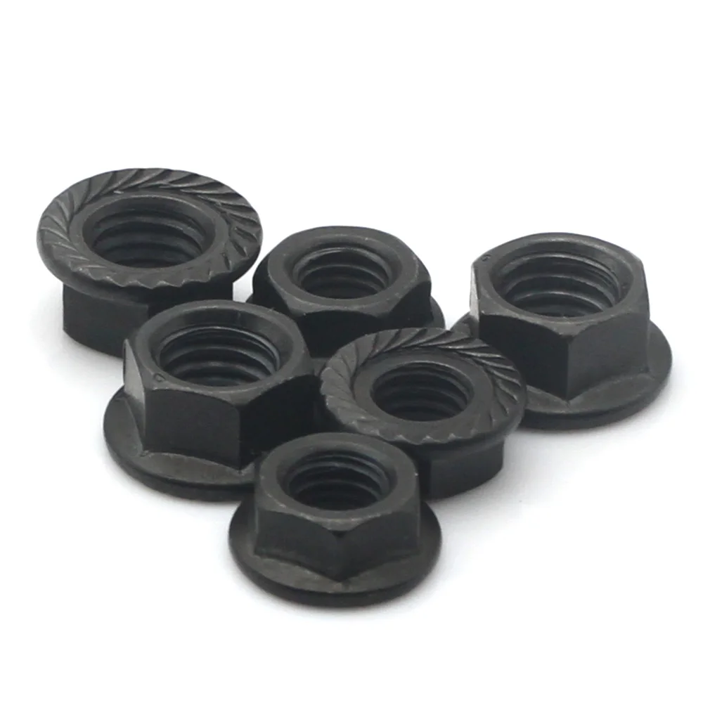 M2-M12 Black Carbon Steel Serrated Flange Lock Nut Hex Head Spinlock