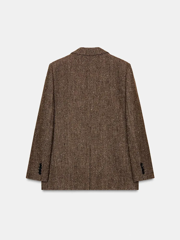 Faionable Sweet Plaid Suit Jaet Women's New Arrival Winter 2025 Commute Sle Loose Fit Long Sve Button Closure