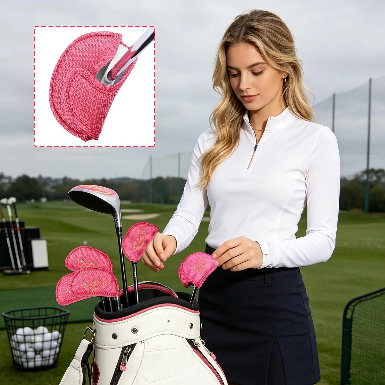 Mallet Putter Headcover Flower Thickened Protective Mallet Headcover Golf Driver Head Cover For Driving Range Training Ground
