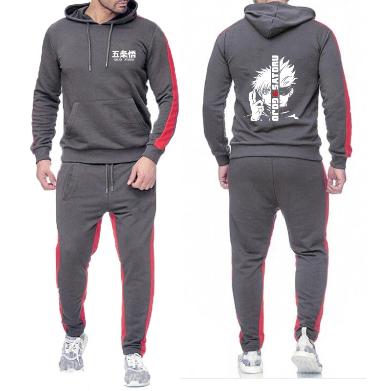

Anime Jujutsu Kaisen 2025 New Men's Solid Color Set Gojo Satoru Pullover Hoodie+Jogger Pants Casual Comfortable 2-Piece Suit