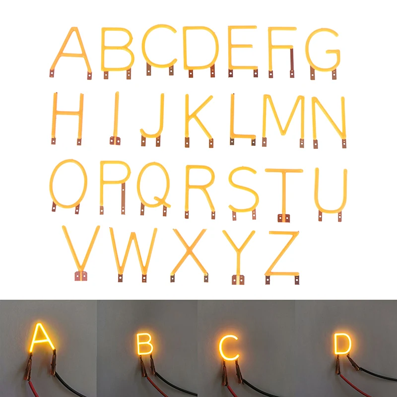 Lâmpada LED COB de Filamento com Letras em Inglês, Diodo Amarelo DC3V, Luz Decorativa Brilhante para Decoração de Quarto Infantil e Festas