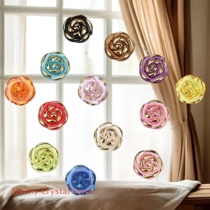 Units Rose Flower Buttons Acrylic for Sweaters, Shirts and DIY Crafts