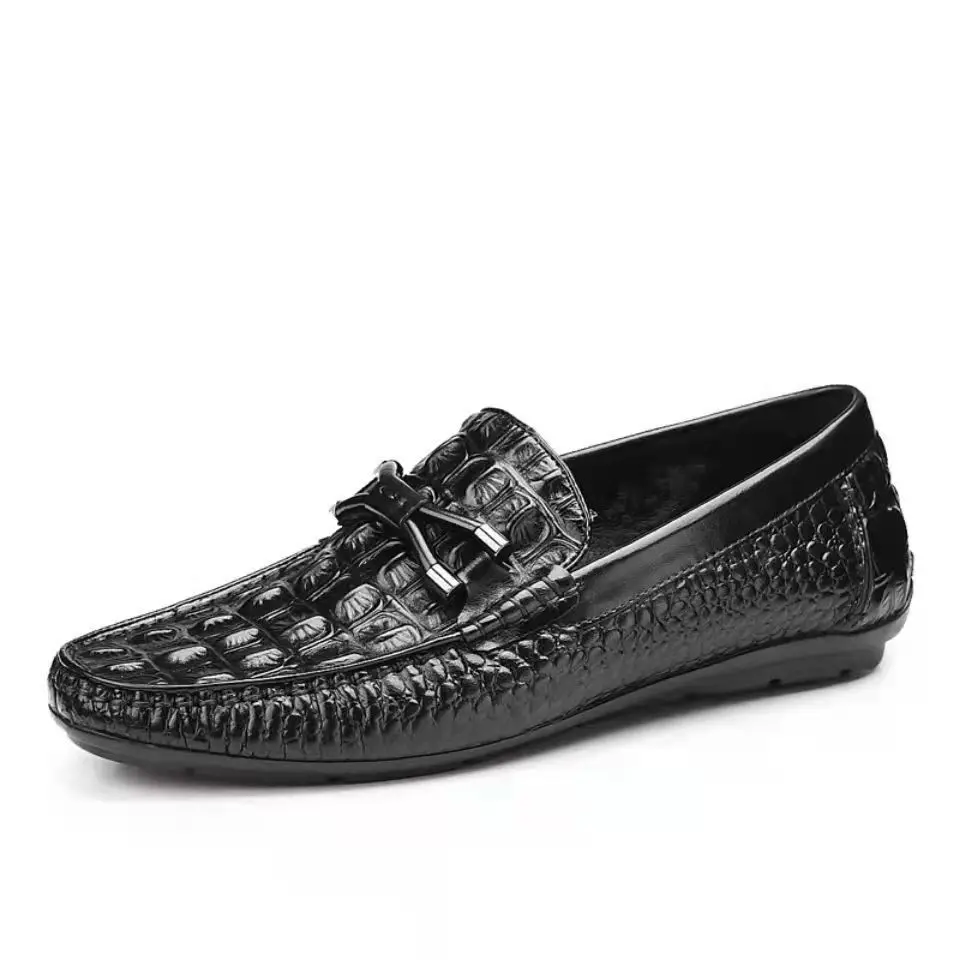 New Driving Shoes Mens Shoes Genuine Leather Shoes Loafer Cow Leather Crocodile Pattern Hasp Casual Shoes Zapatos Hombre