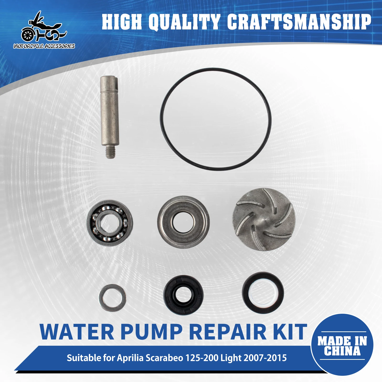 SJ Motorcycle Water Pump Repair Kit For Aprilia Scarabeo 125 Light Scarabeo 200 Light 2007-2015 AP3LDA000324 Impeller Shaft Seal