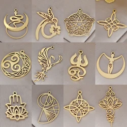 3pcs Golden Filigree Phoenix Bird/Hummingbird/Snake/Witch Knot Charms DIY Earrings Stainless Steel Jewelry Making Amulet Pendant