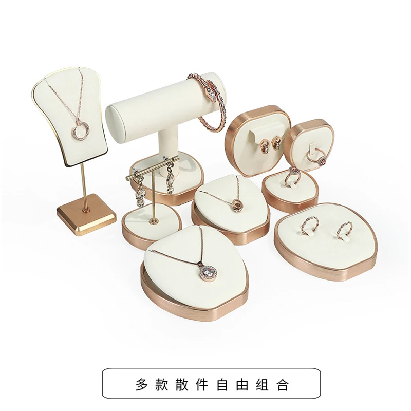 

Window display jewelry props: off-white super-fine fiber necklace, ring, bracelet display stand, live streaming display stand