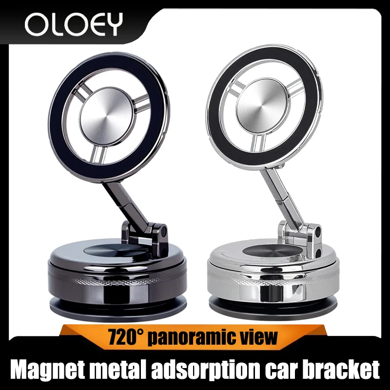 

Magnetic instrument panel seat vacuum zinc alloy 360° rotating foldable universal strong suction mobile phone holder.