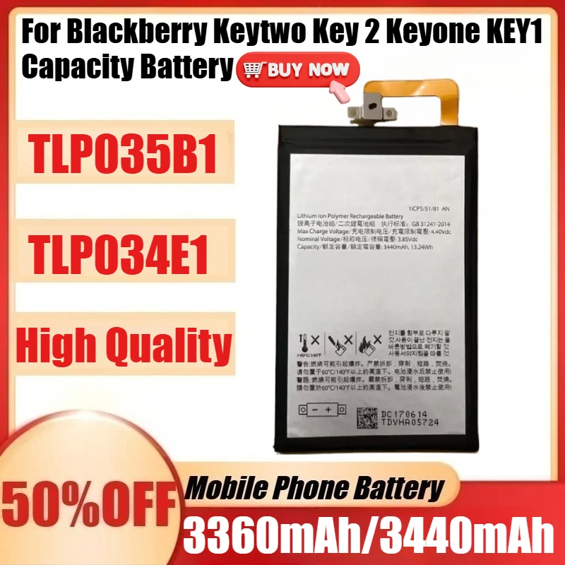 

New TLP035B1 TLP034E1 Battery for Blackberry Keytwo Key 2 Keyone KEY1 Capacity Batteries Bateria