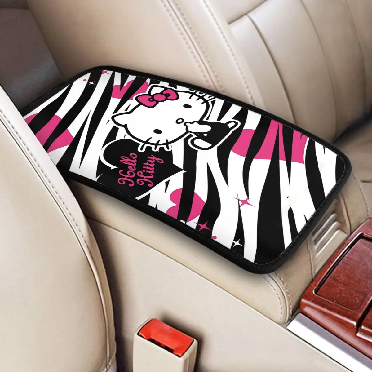 

Hello Kittys Kawaii Cat Universal Armrest Cover Pad for Car Center Console Cushion Pad Car Decor Accessories Fit for Most Cars