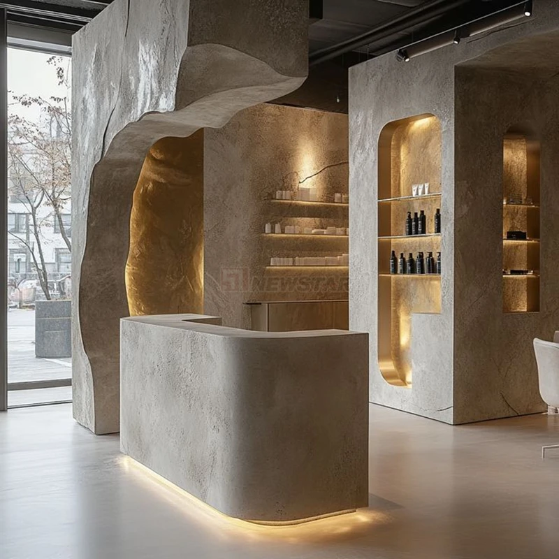 Newstar индивидуальный логотип Limestone Салон красоты Роскошный отель Индивидуальная стойка регистрации Limestone