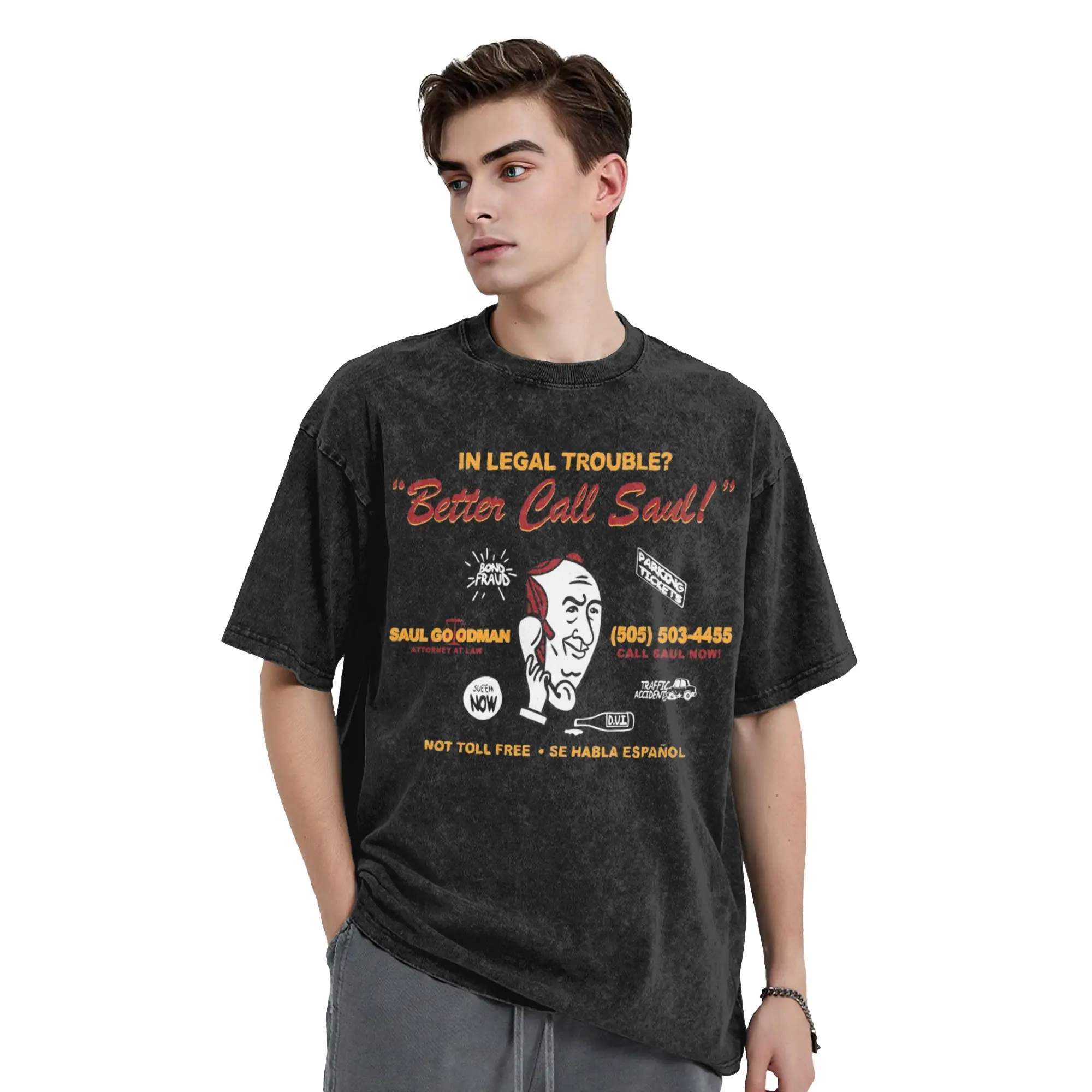 Washed T Shirt Better Call Saul Goodman Attorney at law Hip Hop Vintage T-Shirts Oversize Streetwear 100% Cotton Tops Tees Men