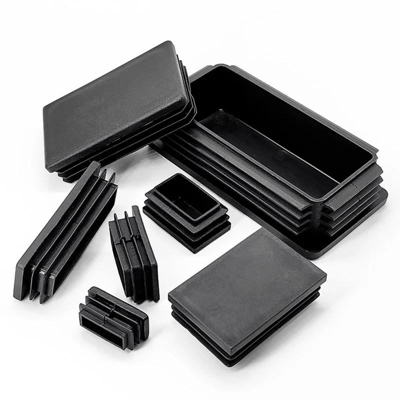 1/4/10/50pcs Black Rectangular Plugs Pipe Tube Cap Plastic Tubing End Cap Insert Blanking Stopper 10 13 15 20 25 30 35 40-100mm