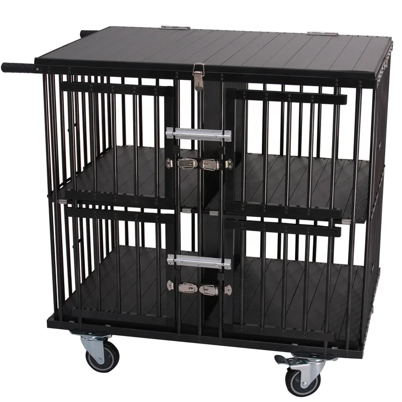 Pet Trolley Wholesale Durable Locks Aluminum Pet Carrier Cart Travel Transparent Folding Pet Competition Show Cart