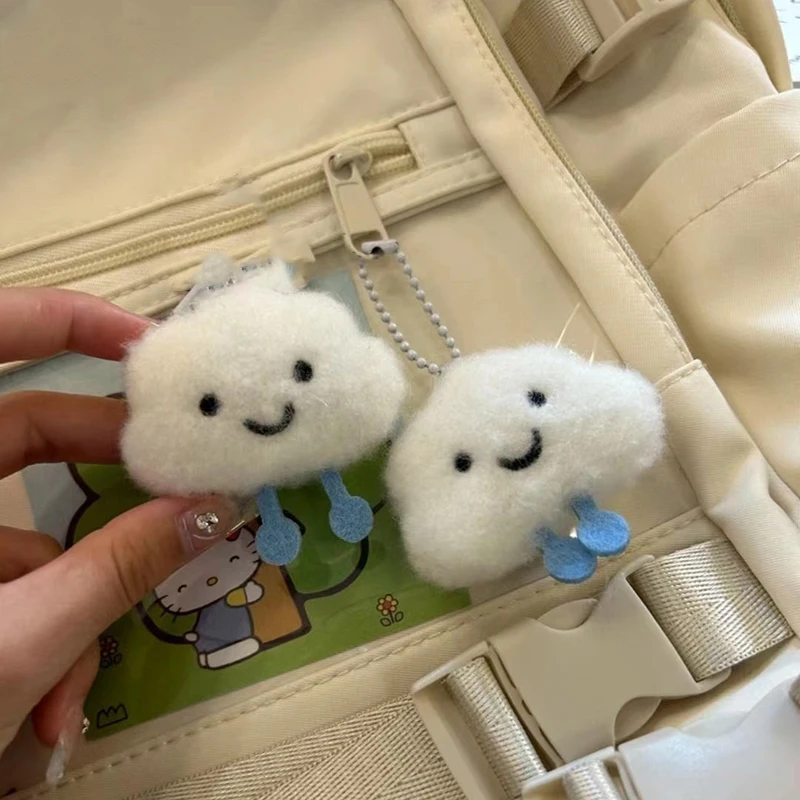 Simpatico peluche nuvola bambola squittio portachiavi Kawaii soffice morbido peluche zaino Charms ciondolo amicizia coppia regalo per i bambini