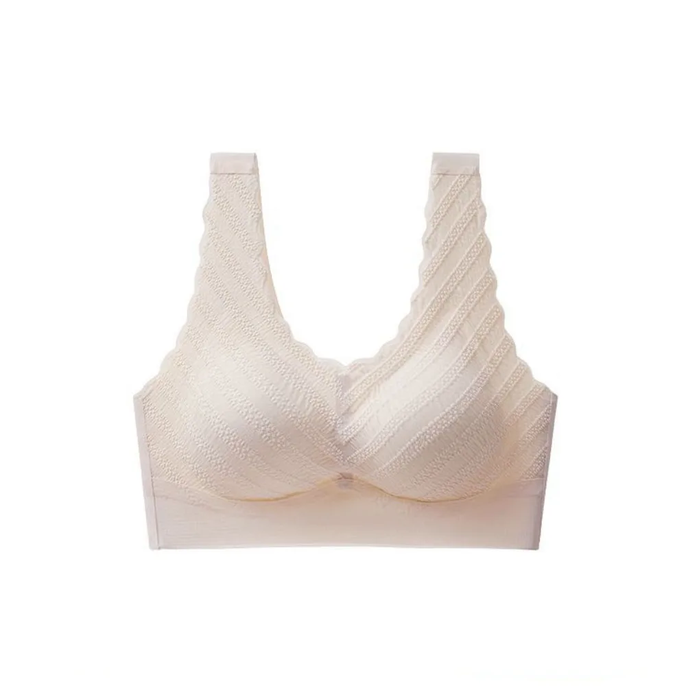 

Seamless Bubble Lace Bra Plus Size Widen Band Deep V Wireless Bras Beautiful Back Intimates Push UP Underwear Lingerie