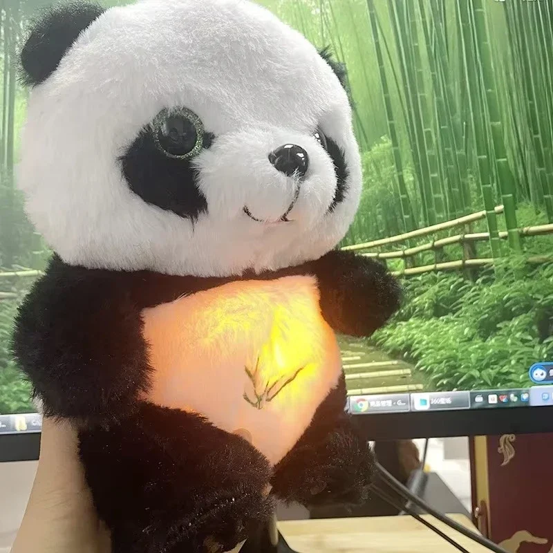 Panda respiratorio Bambino Lenitivo Peluche Bambola Giocattolo Bambino Bambini Musica lenitiva Compagno di sonno Giocattoli per bambole con suono e luce