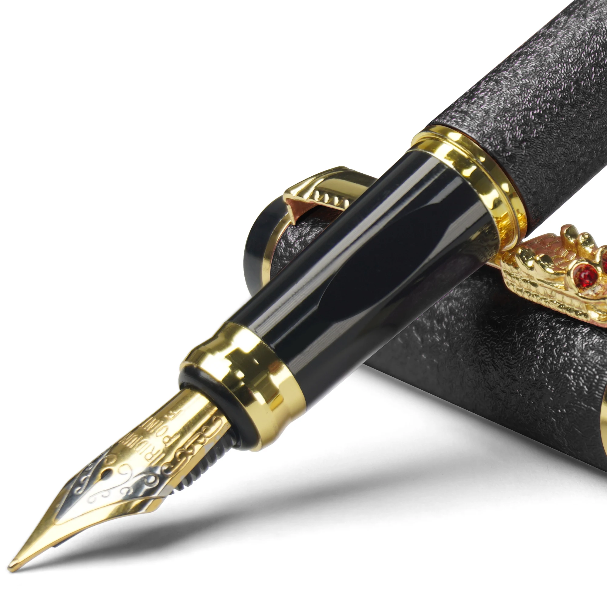 STONEGO Luxury Dragon Crystal Diamond Ink Fountain Pen Office Business Men Siganture Metal Pen