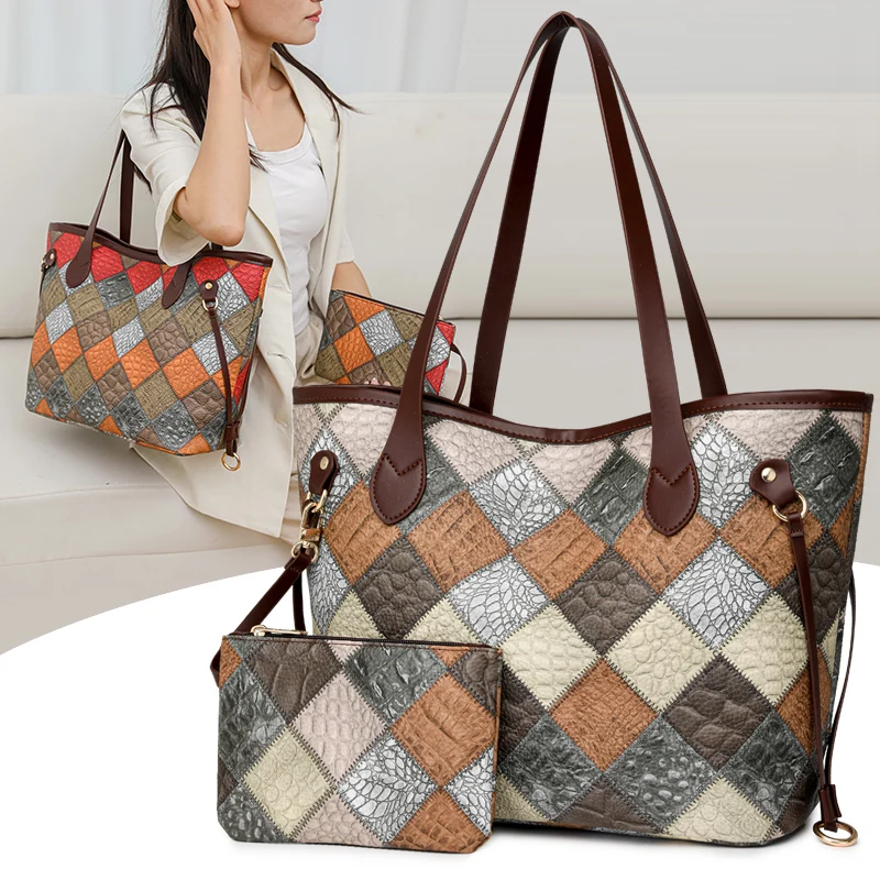 

Two-in-one Korean Version Trendy Women's 2024 New Large Capacity Tote Bag with Horizontal Square Zipper Single Shoulder Handbag