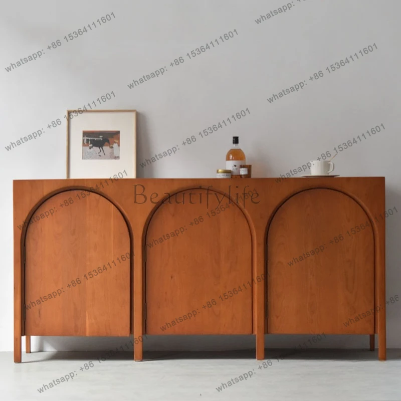 

American solid wood medieval cabinet living room Nordic simple entrance TV dining side wine cabinet