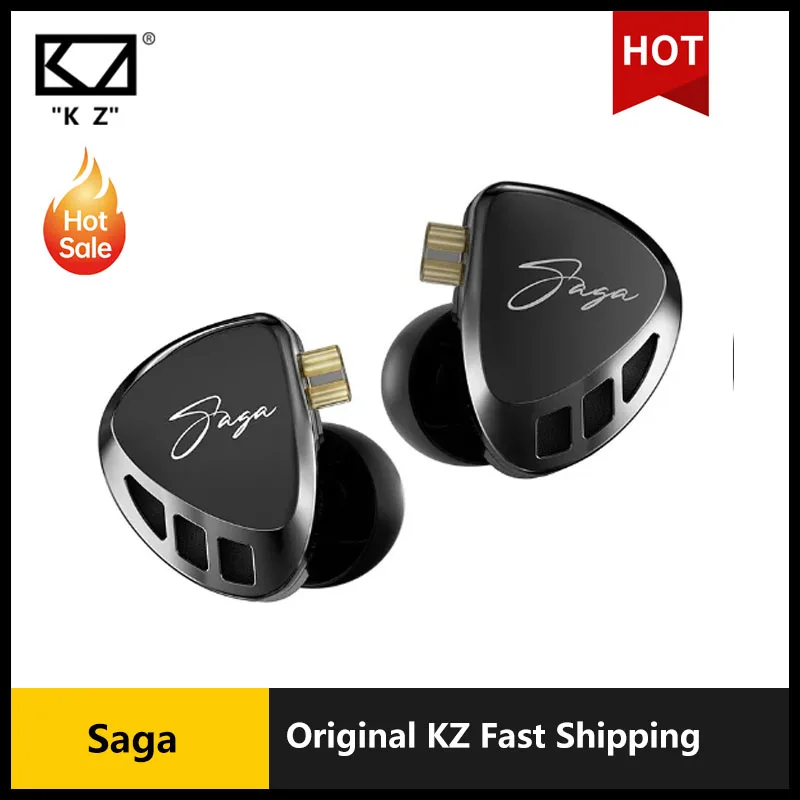 KZ Saga Wired Earphones Stage Live Monitor Sport Headphones HiFi Stereo Bass Fever Music Metal Earbuds Gaming Headset