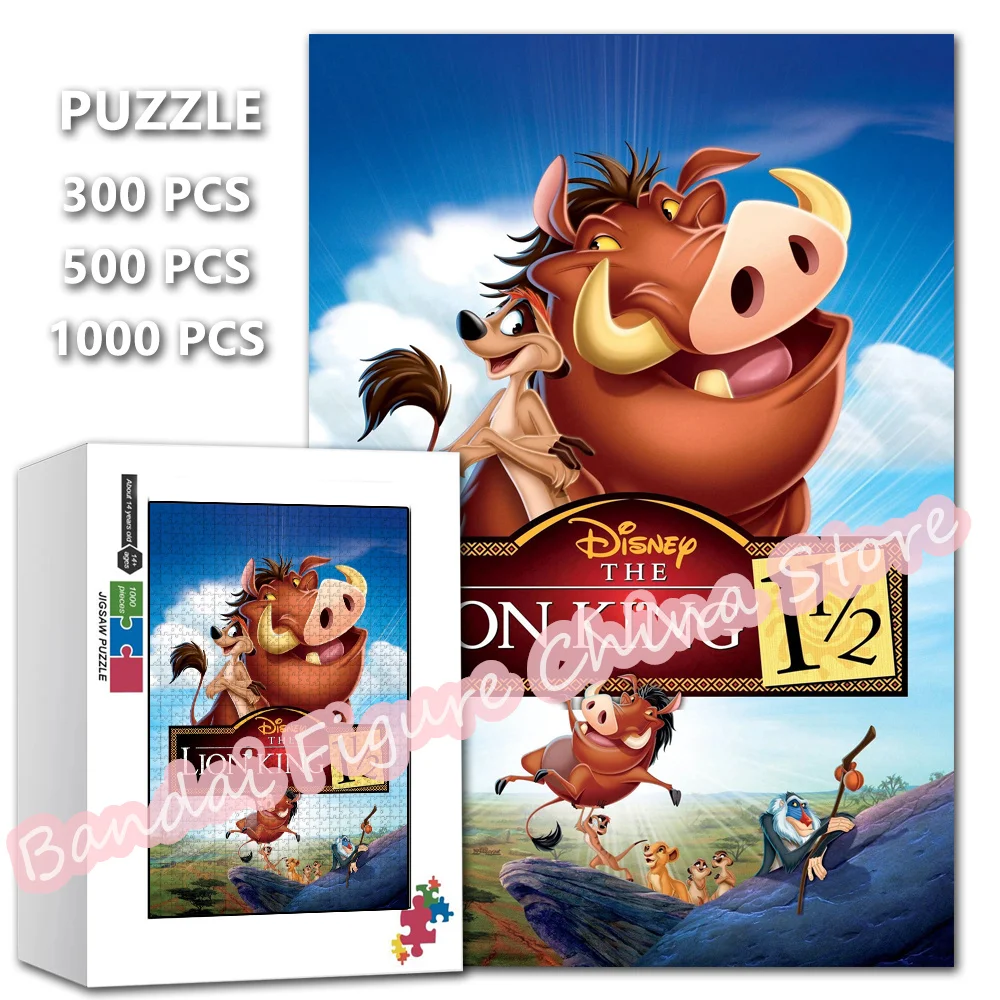 Pumbaa and Timon Jigsaw Puzzles 300/500/1000 Pieces The Lion King Simba Disney Anime Cartoon Print Puzzle for Kid Education Toys