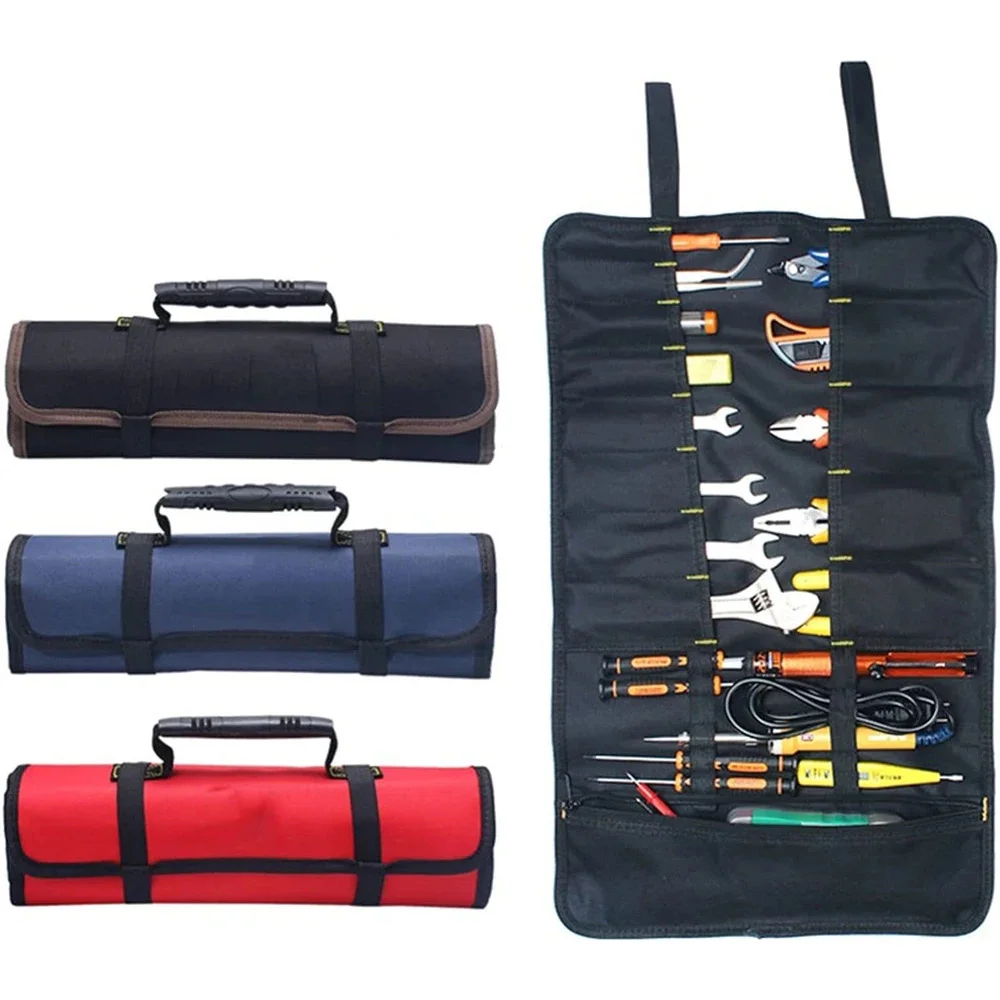 1PC Tool Roll Bag Heavy Duty Roll Up Tool Bag Wrench Roll Multipurpose Tool Organizer Bag for Electrician Folding Tool Bag