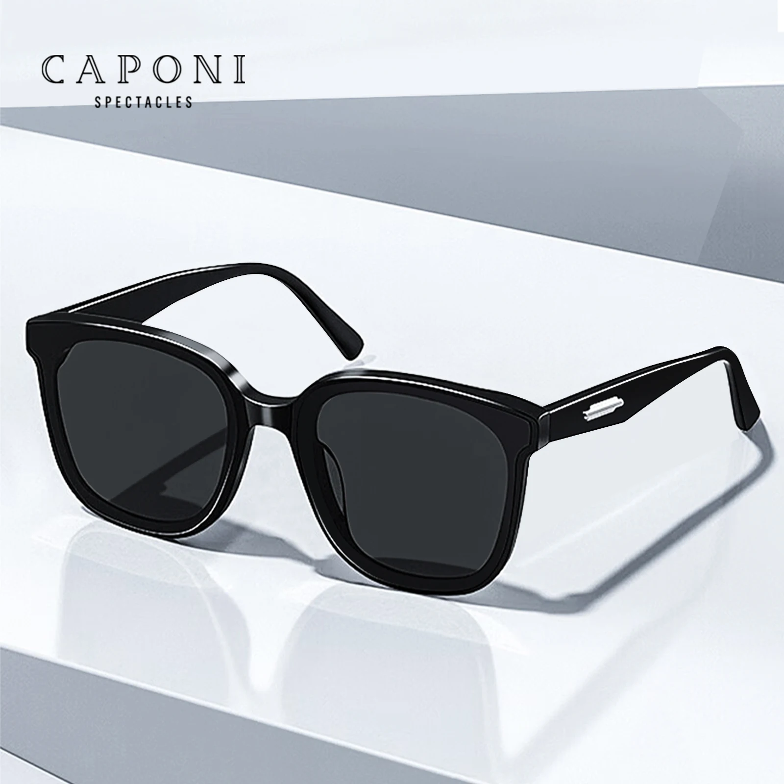 

CAPONI Polarized Outdoor Men’s Sunglasses Driver Acetate Square unbreakble Sun Glasses Anti Glare UV400 Protection Shade CP7546