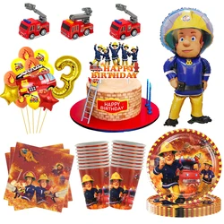 Fireman sam party plates cups napkins tablecloths Fire truck Fireman sam balloons Fireman sam themed birthday party decorations