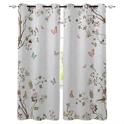 Butterflies Flowers Leaves Fashion Window Curtains for Bedroom Living Room Window Drapes Kitchen Curtains