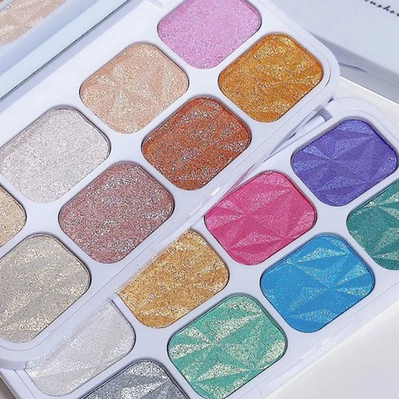 CCHATM 8 couleurs diamant perle polarisé fard à paupières Palette Tridimensionnel Contour miroitant mettre en évidence le teint de la peau maquillage cosmétiques