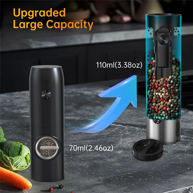 A05G-مجموعة مطحنة الملح والفلفل الأوتوماتيكية، مطحنة فلفل كهربائية للملح والفلفل