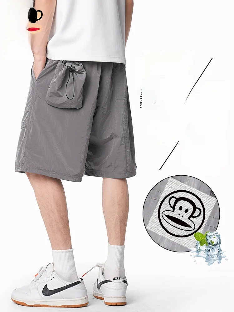 

Мужские летние шорты Paul Frank из ледяного шелка, свободного кроя, повседневные, спортивные, длиной до колена, дышащие, легкие, комфортные, молодежные