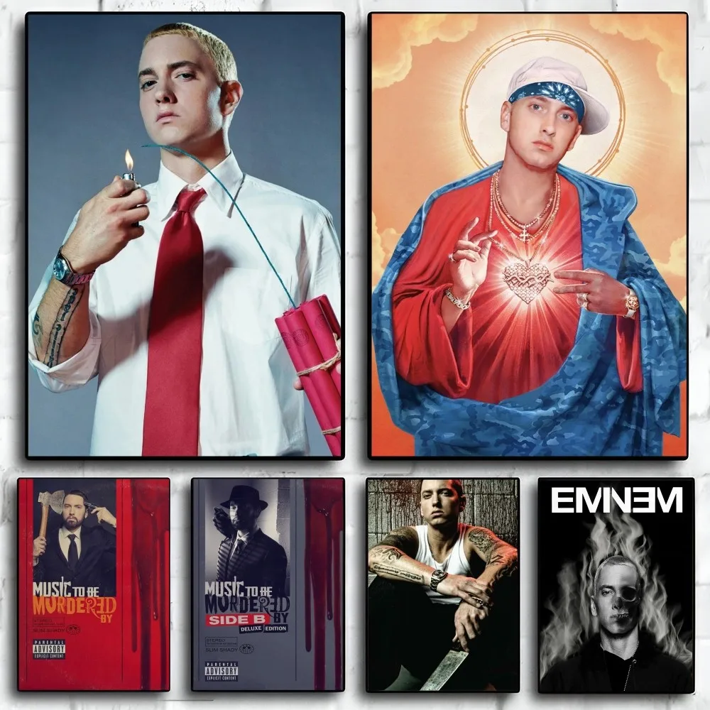 1PC Eminem Rapper Poster Self-adhesive Art Waterproof Paper Sticker Coffee House Bar Room Wall Decor