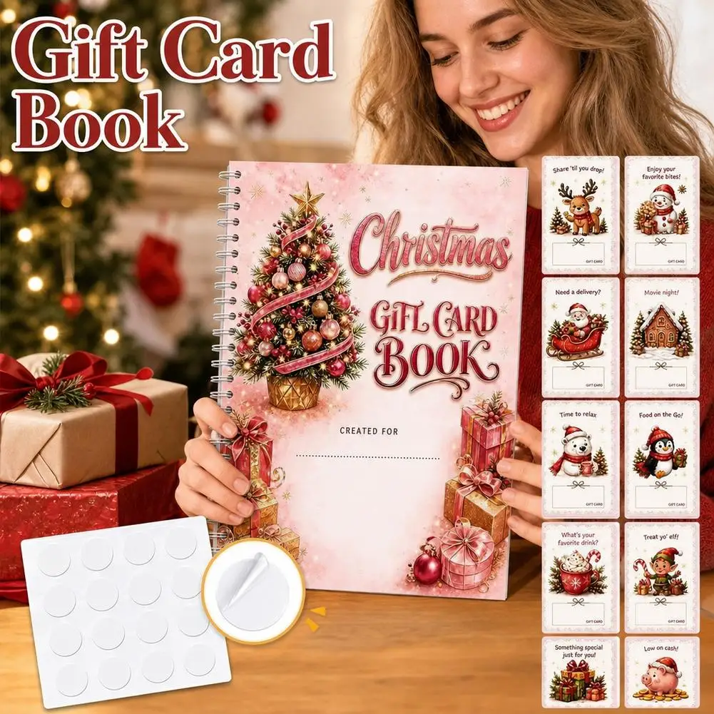 Christmas Spiral Bound Gift Card Book Festive Decorations for Teens College Students Secret Santa Holiday Gift Exchange Present