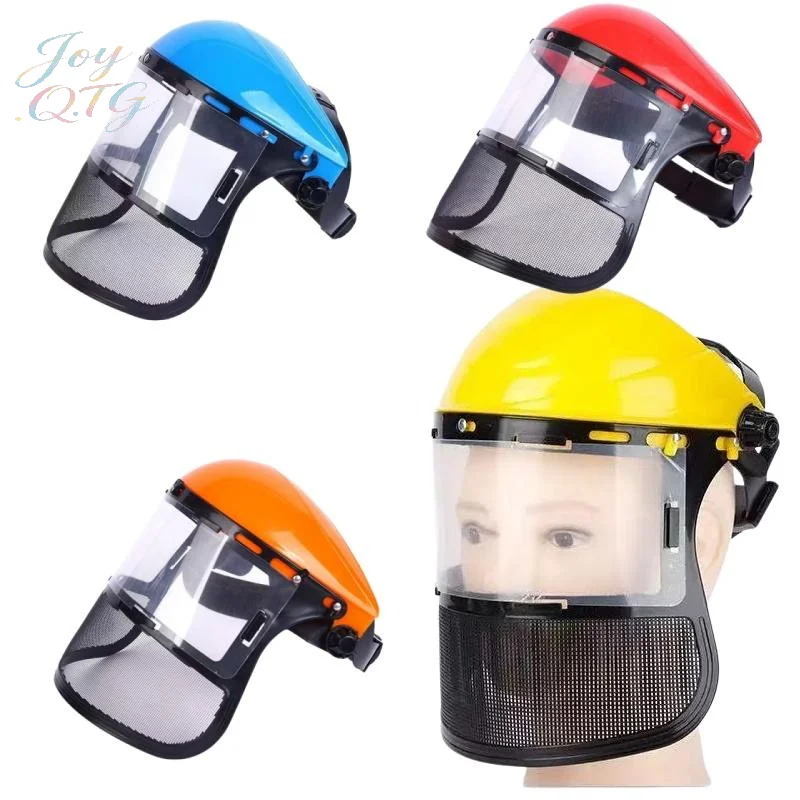 Hot 1Pcs Lawn Mower Wire Mesh Protective Cover Adjustable Safety Helmet Hat Garden Grass Trimmer Protective Mask Shield