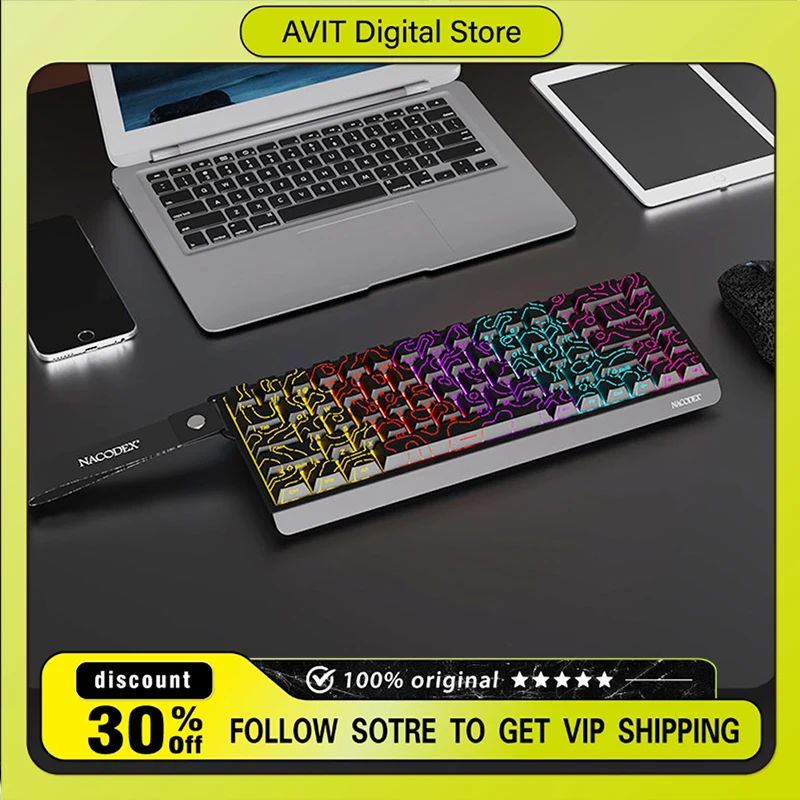 

Механическая игровая клавиатура AJAZZ NK68V2 с RGB-подсветкой, линейными переключателями, возможностью горячей замены, портативная, для офиса и игр, аксессуар для ПК