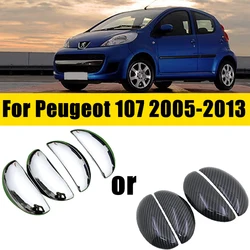 Door Handle Cover Chrome For Peugeot 107 2005-2013 2006 2007 2008 2009 2010 2011 Anti-scratch Car Door Trim ABS Car Accessories