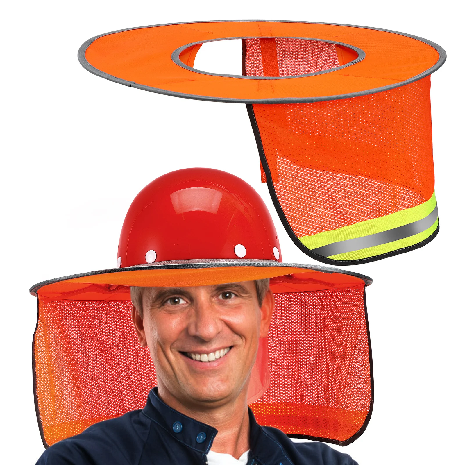 

2Pcs Hardhat Sunshade Full Brim Protection Neck Face Mesh Design Lightweight Easy Install Reflective Visibility