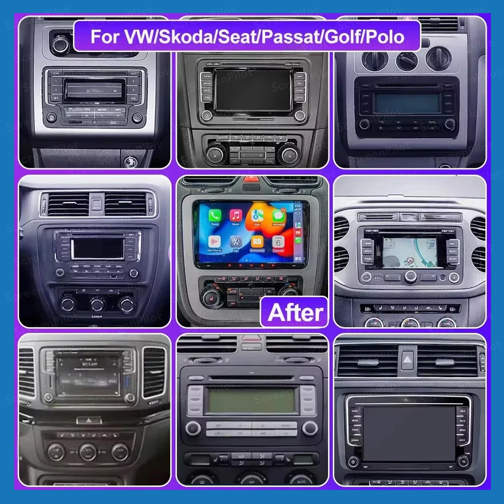 Car Radio Android 16 Carplay 5G+Wifi For VW Volkswagen Skoda Octavia Golf 5 VW Touran Passat B6 Polo Tiguan Player Multimedia