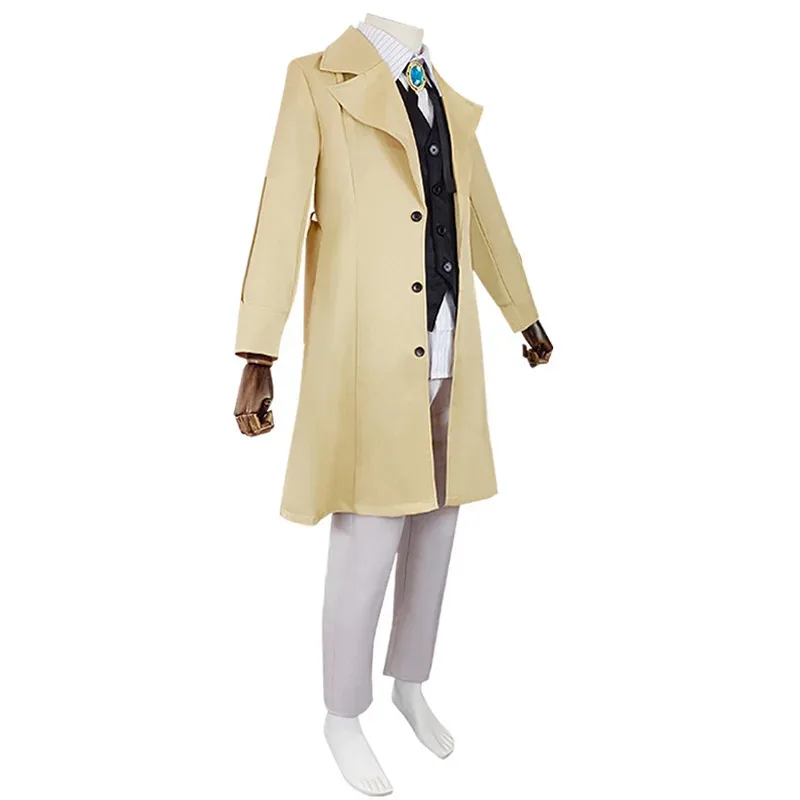 2025 11 Аниме Бунго Бродячие Собаки Дазай Осаму Косплей Длинная Куртка Пальто Хэллоуин Рождественский Костюм Парики