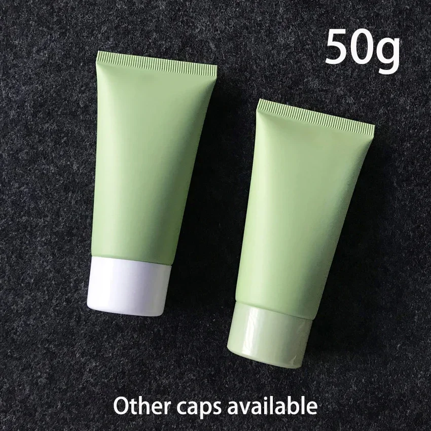 50ml Plastic Squeeze Bottle Matte Green 50g Cosmetic Cream Facial Cleanser Container Toothpaste Lotion Refillable Serum Tube